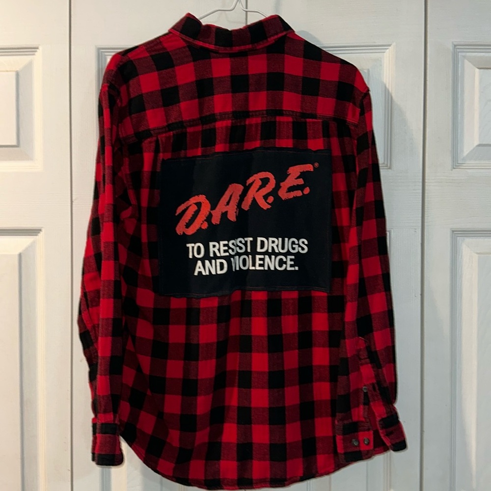 Red and black D.A.R.E flannel med